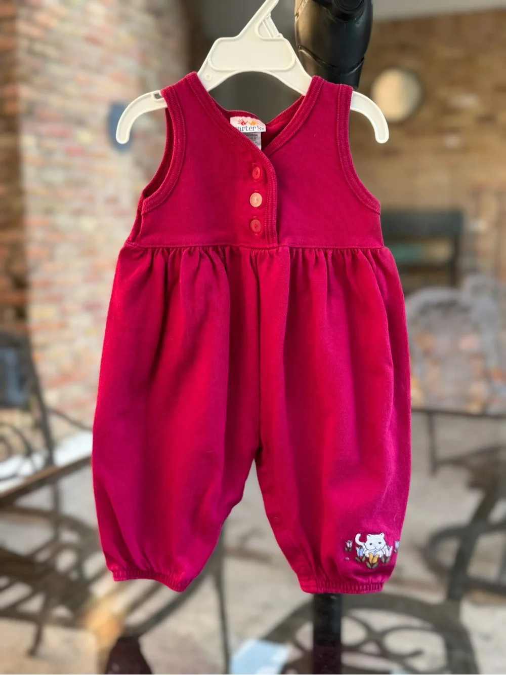 Vintage Carter's Red Baby Overalls Romper, 3-6M